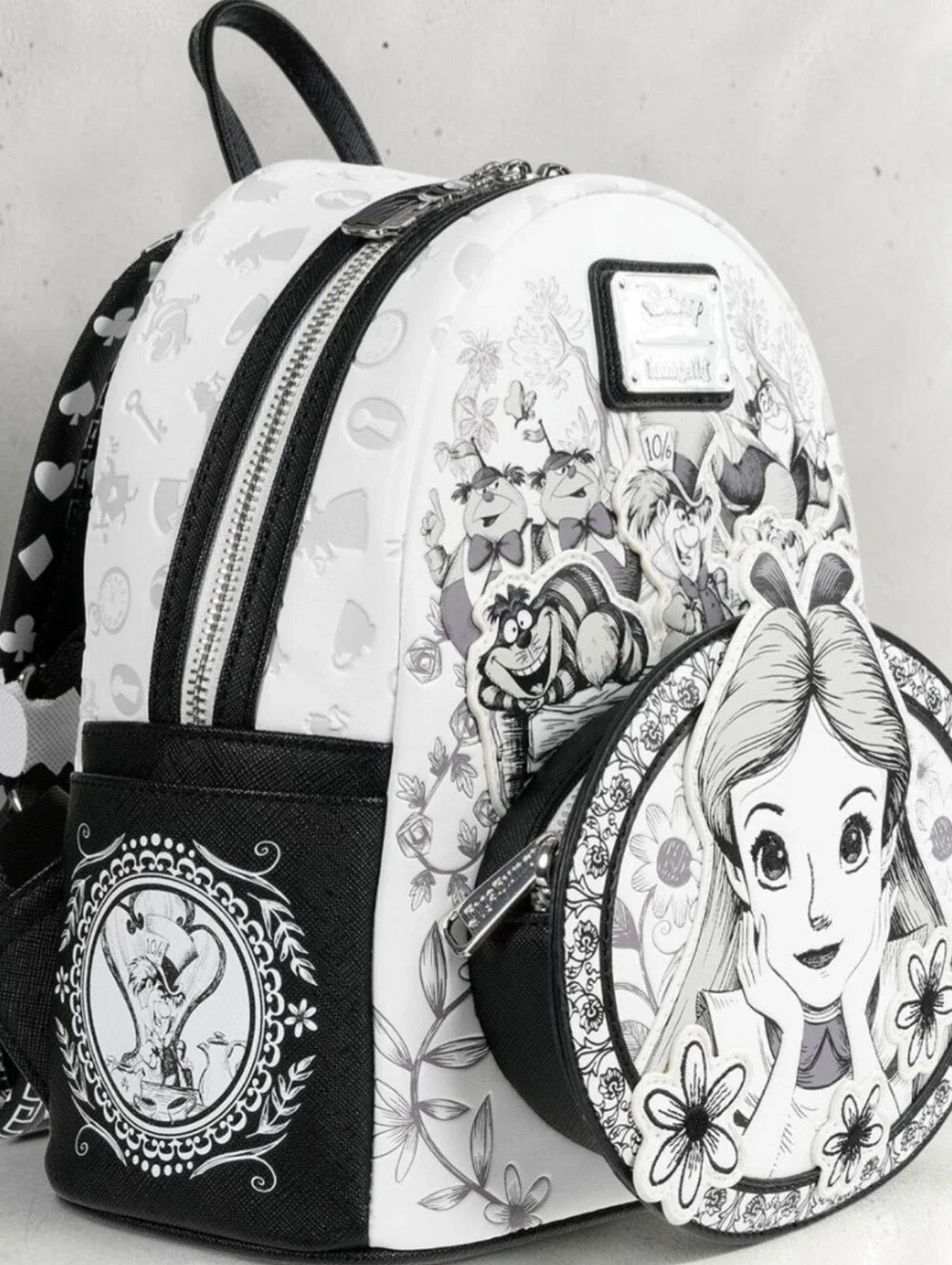 Loungefly Alice in Wonderland White and Black Illustrated Backpack Limited